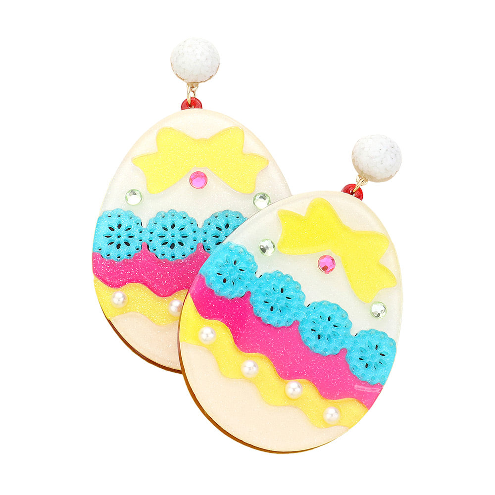 iLLASPARKZ Glittered Resin Easter Egg Dangle Earrings