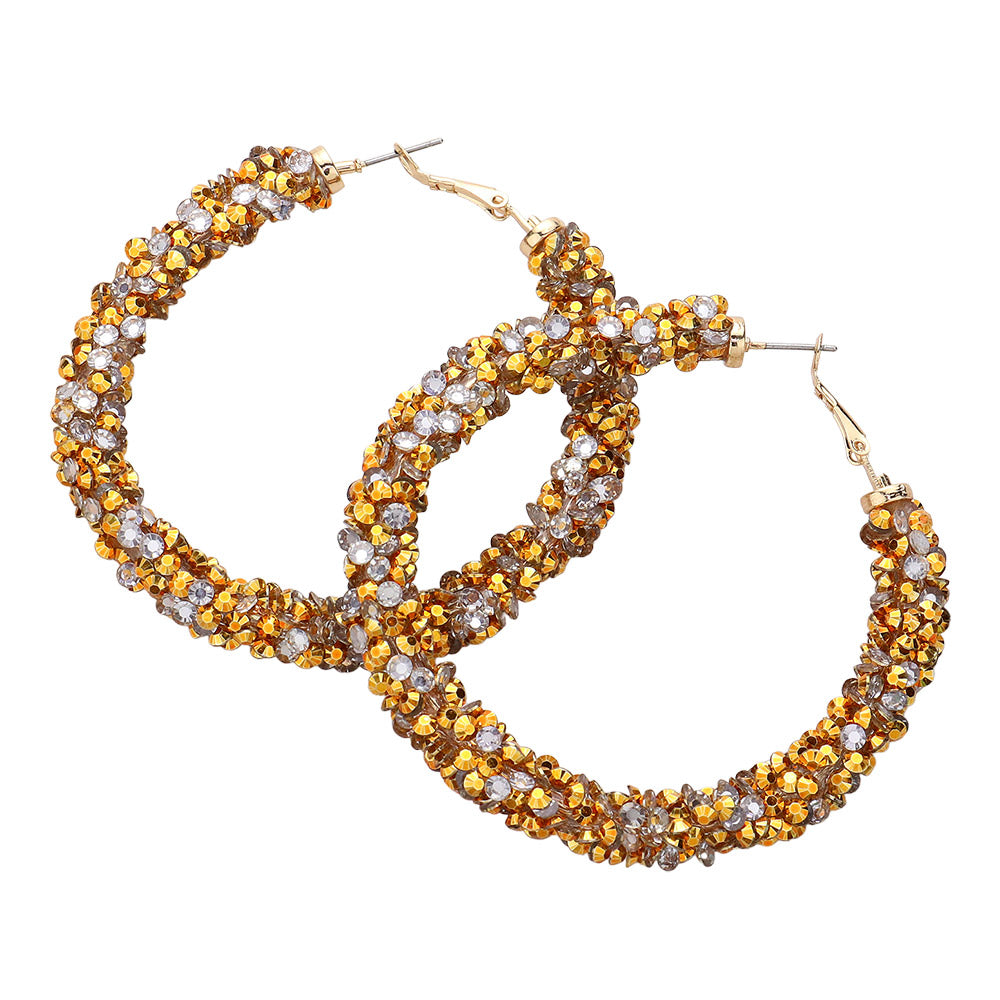 iLLASPARKZ Faceted Stone Beaded Hoop Earrings