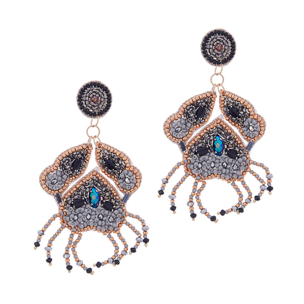 iLLASPARKZ Felt Back Stone Beaded Crab Dangle Earrings