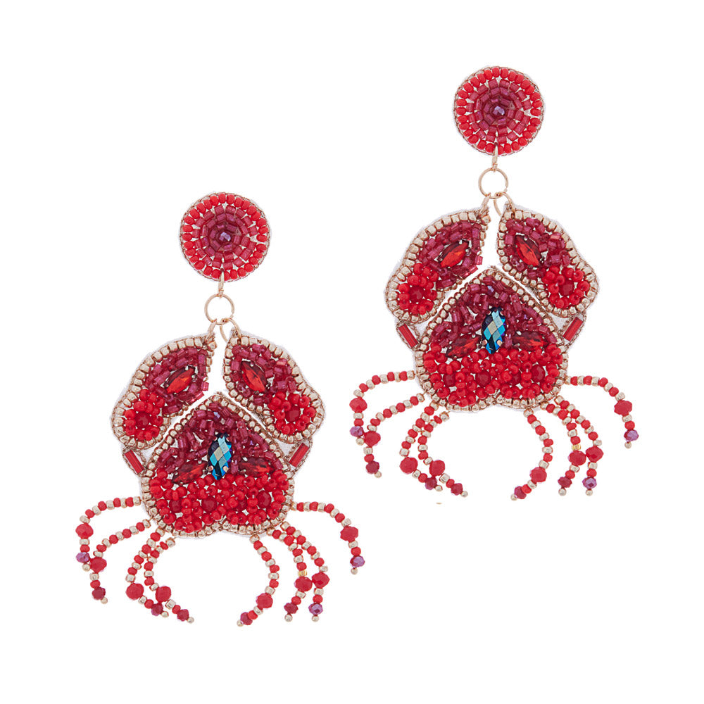 iLLASPARKZ Felt Back Stone Beaded Crab Dangle Earrings