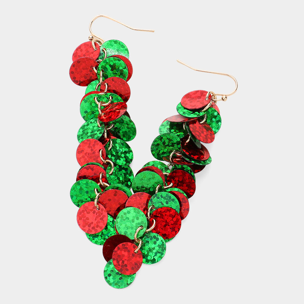 iLLASPARKZ Christmas Sequin Dropdown Dangle Earrings