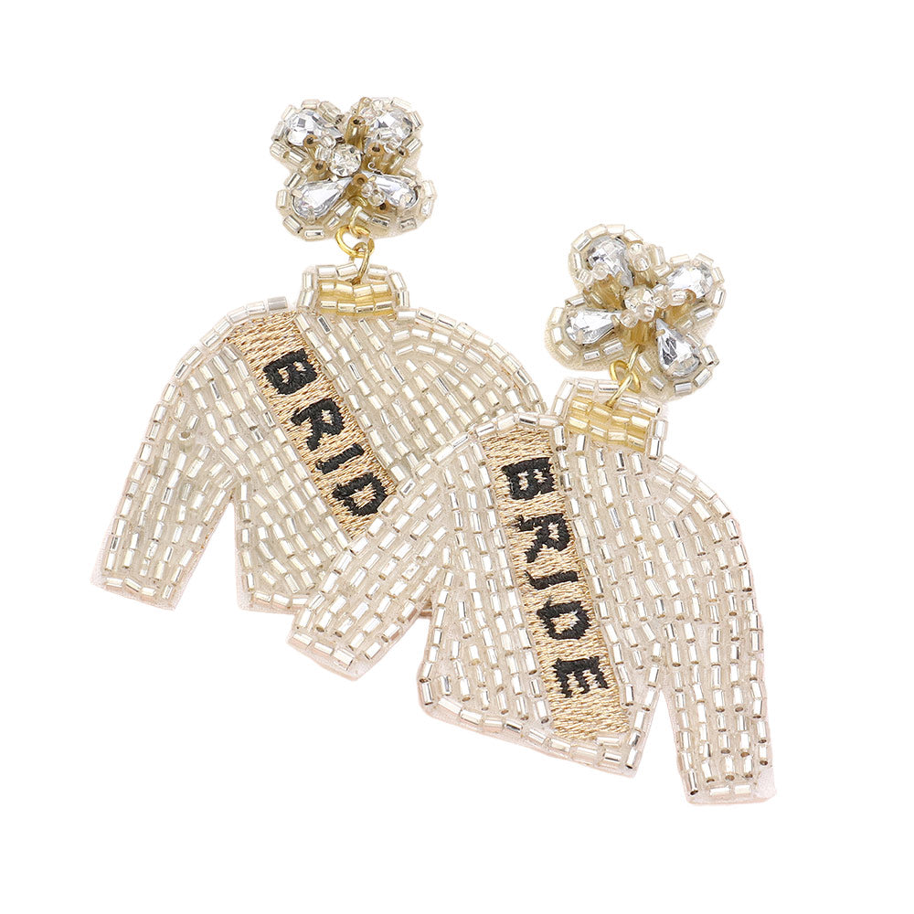 iLLASPARKZ BRIDE Felt Back Beaded Suit Dangle Earrings