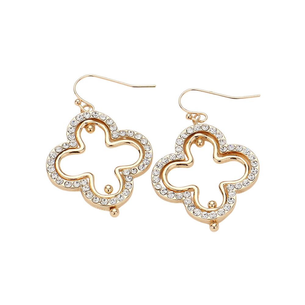 iLLASPARKZ Stone Paved Open Quatrefoil Dangle Earrings