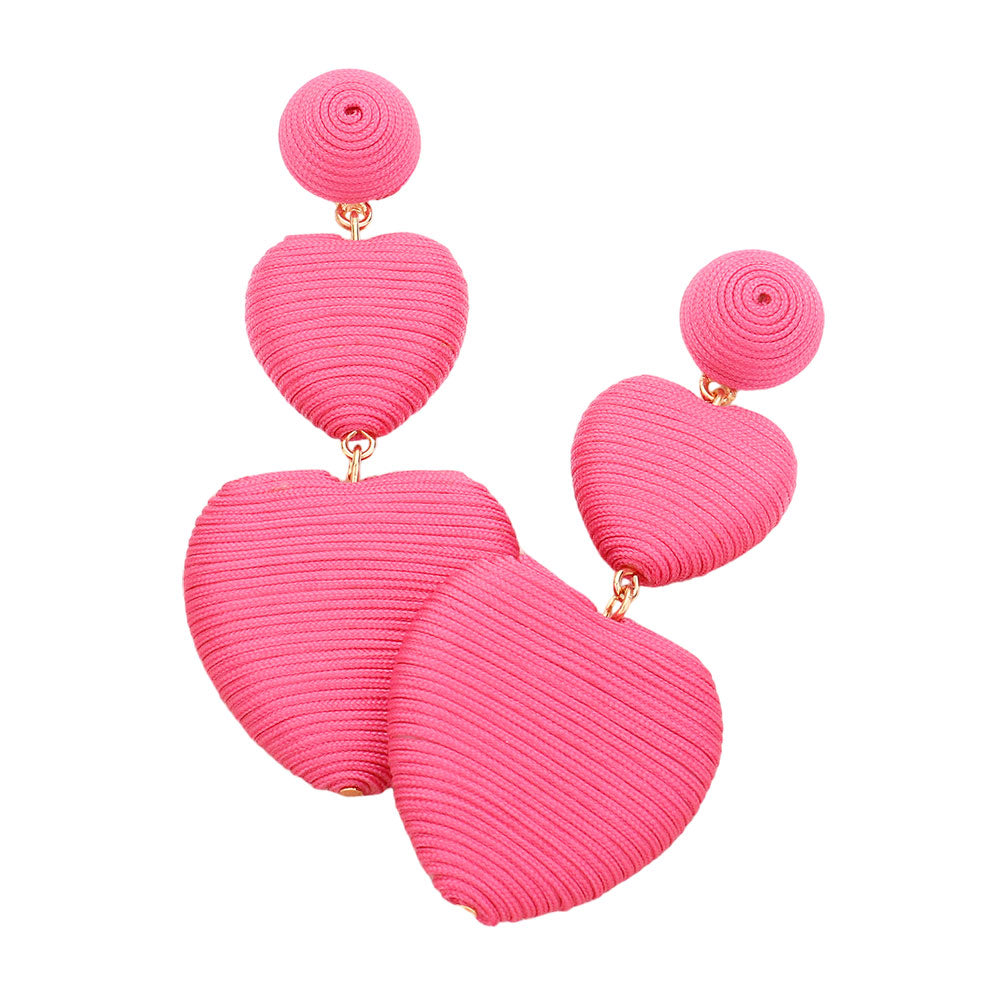 iLLASPARKZ Thread Wrapped Double Heart Dropdown Earrings