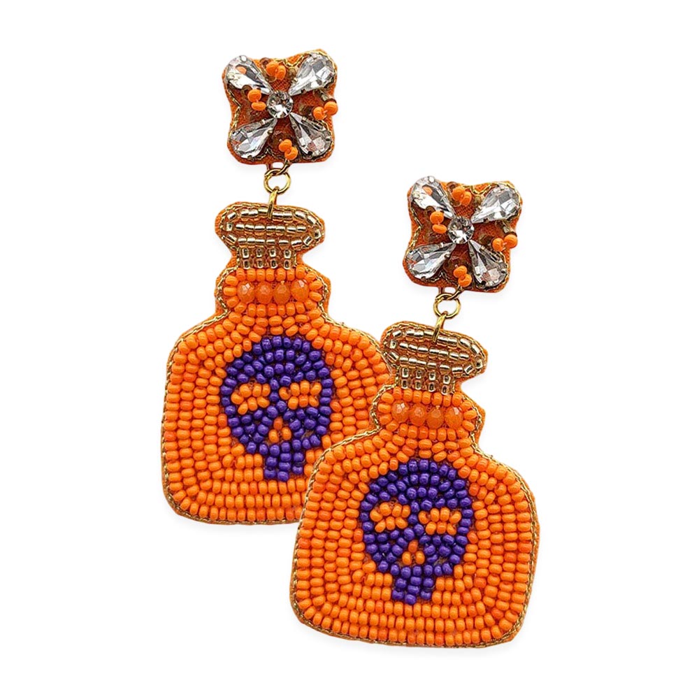 iLLASPARKZ Halloween Felt Back Pumpkin Poison Bottle Dangle Earrings