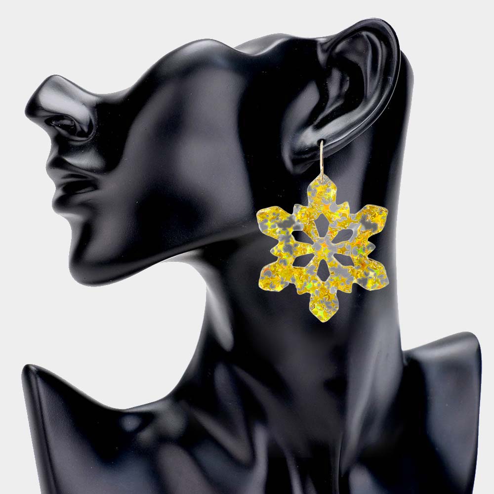 iLLASPARKZ Bling Resin Snowflake Dangle Earrings