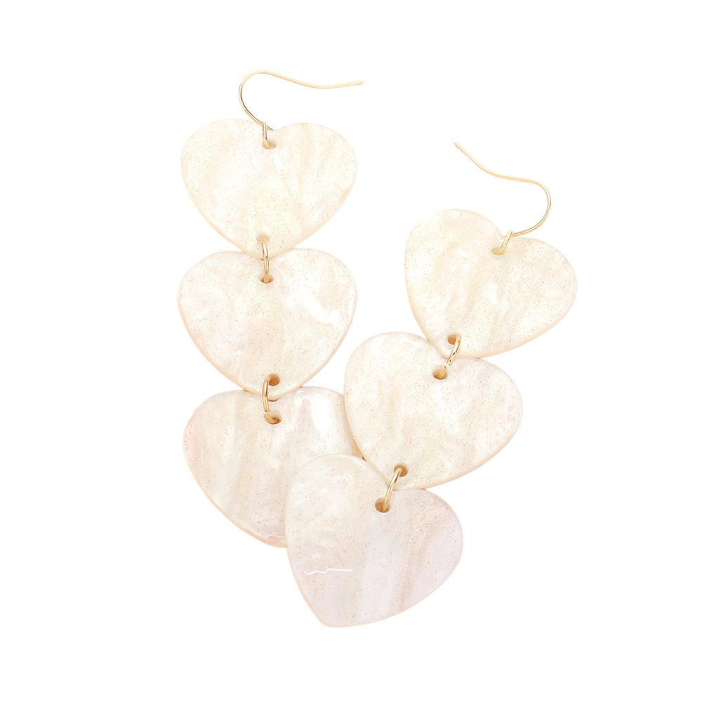 iLLASPARKZ Acetate Pearl Heart Link Dropdown Earrings