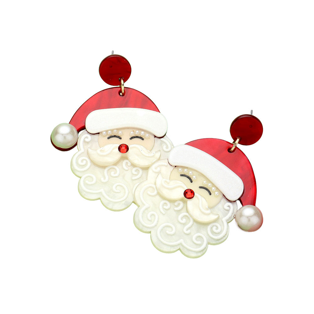 iLLASPARKZ Glittered Resin Santa Dangle Earrings