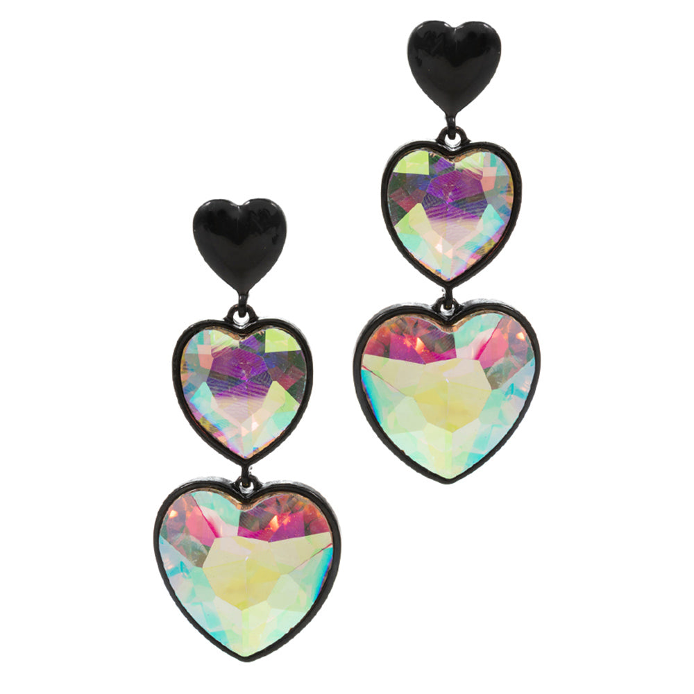 iLLASPARKZ Crystal Stone Double Heart Link  Dropdown Earrings