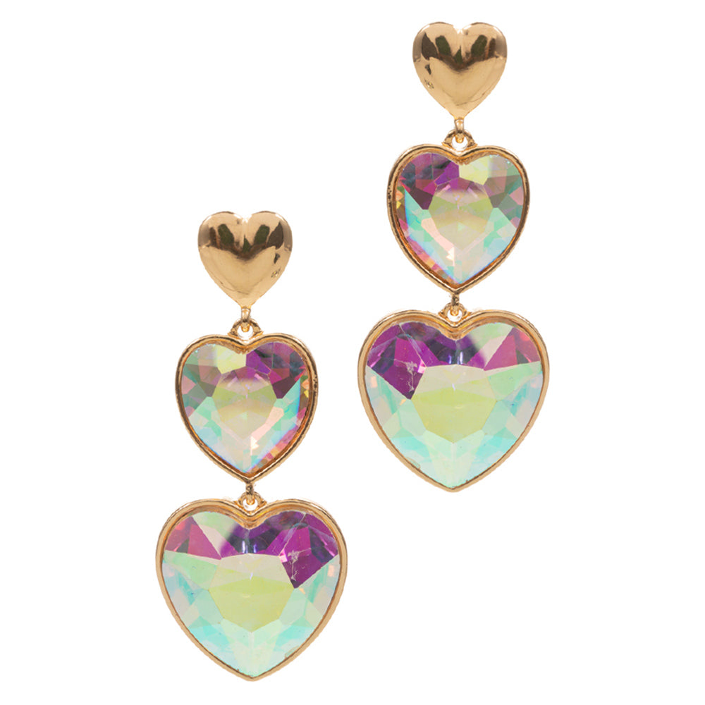 iLLASPARKZ Crystal Stone Double Heart Link  Dropdown Earrings