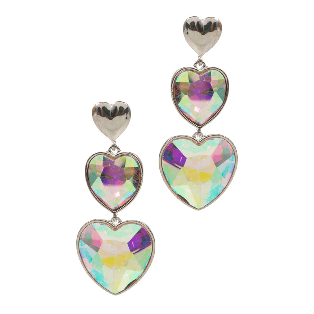 iLLASPARKZ Crystal Stone Double Heart Link  Dropdown Earrings