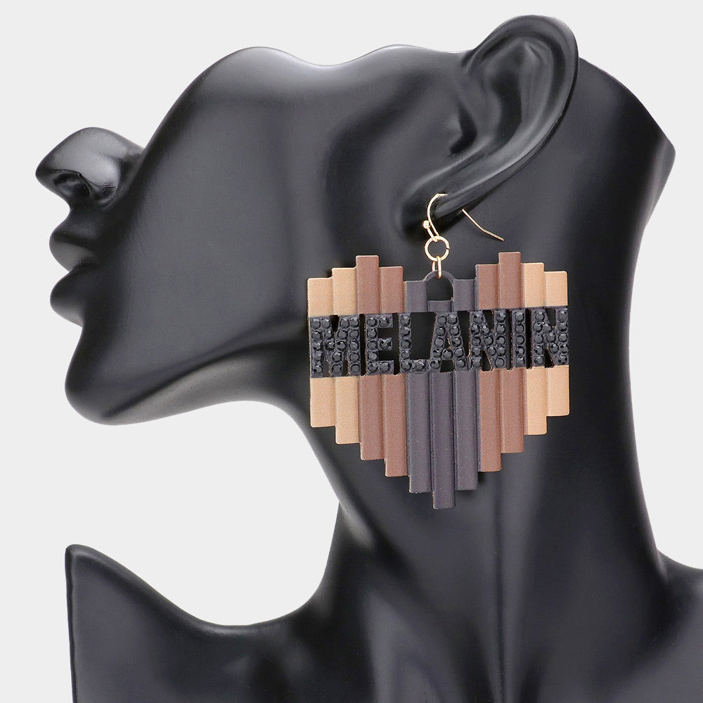 iLLASPARKZ Melanin Message Metal Heart Dangle Earrings