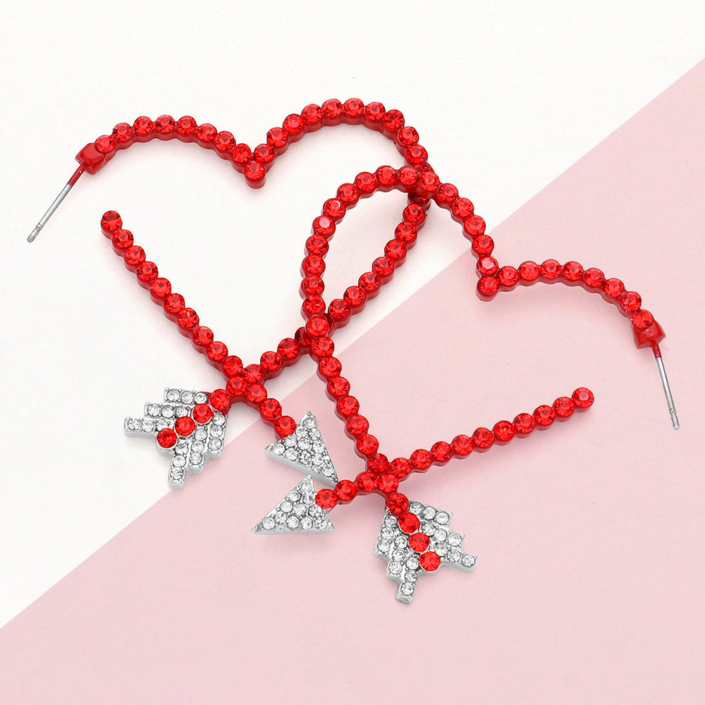 iLLASPARKZ Rhinestone Paved Open Heart Arrow Earrings