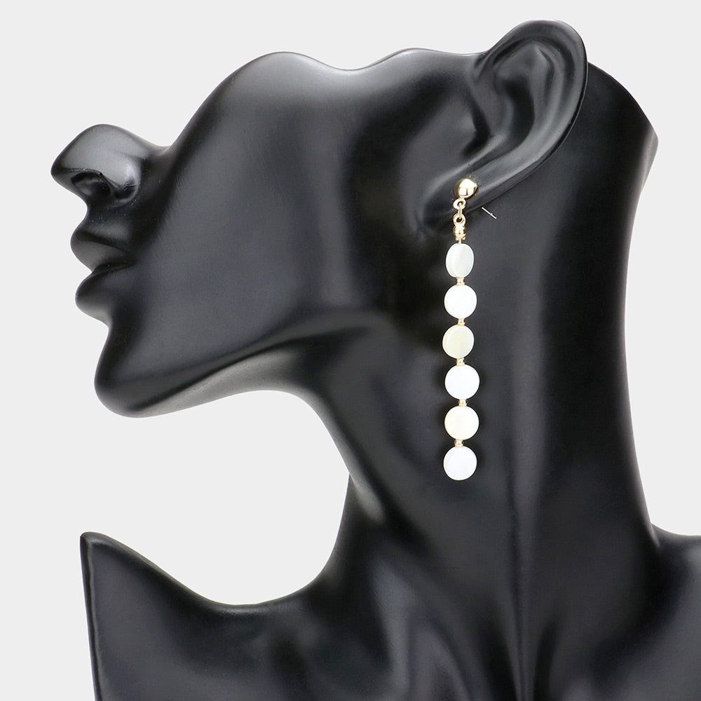 iLLASPARKZ Mother Of Pearl Disc Link Dropdown Earrings