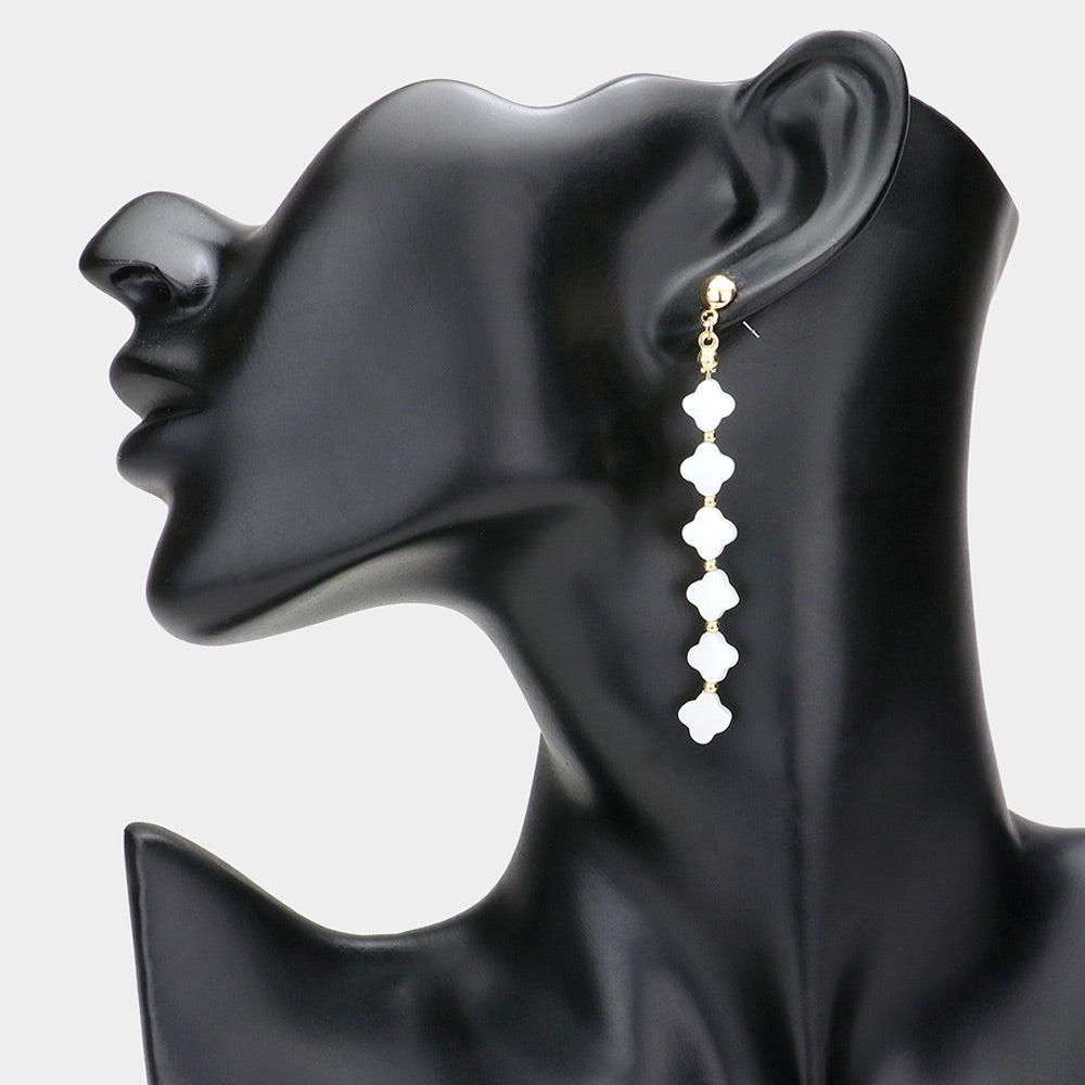 iLLASPARKZ Mother Of Pearl Diamond Link Dropdown Earrings