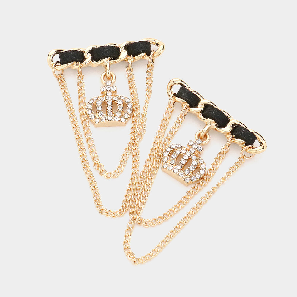 iLLASPARKZ Stone Paved Crown Chain Embellished Earrings