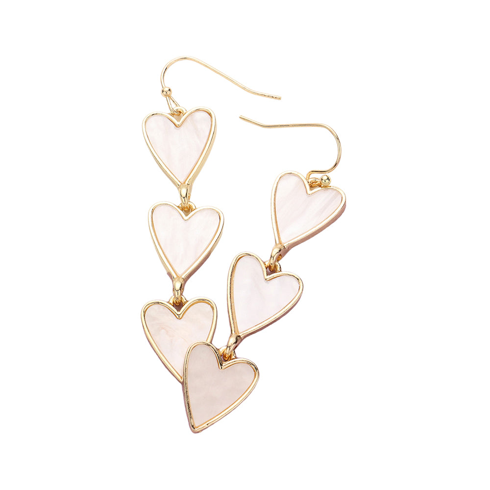 iLLASPARKZ Mother Of Pearl Heart Link Dangle Earrings