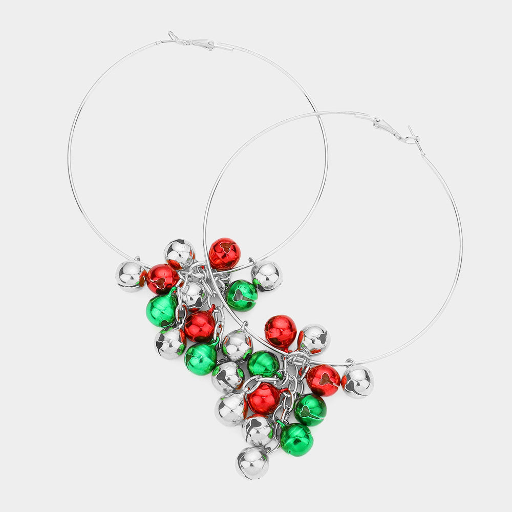 iLLASPARKZ Oversized Christmas Bell Metal Hoop Earrings