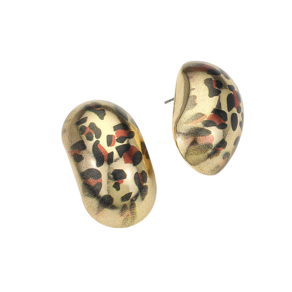 iLLASPARKZ Leopard Printed Oval Dome Earrings