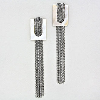 iLLASPARKZ Oversized Rectangular MOP Fringe Earrings