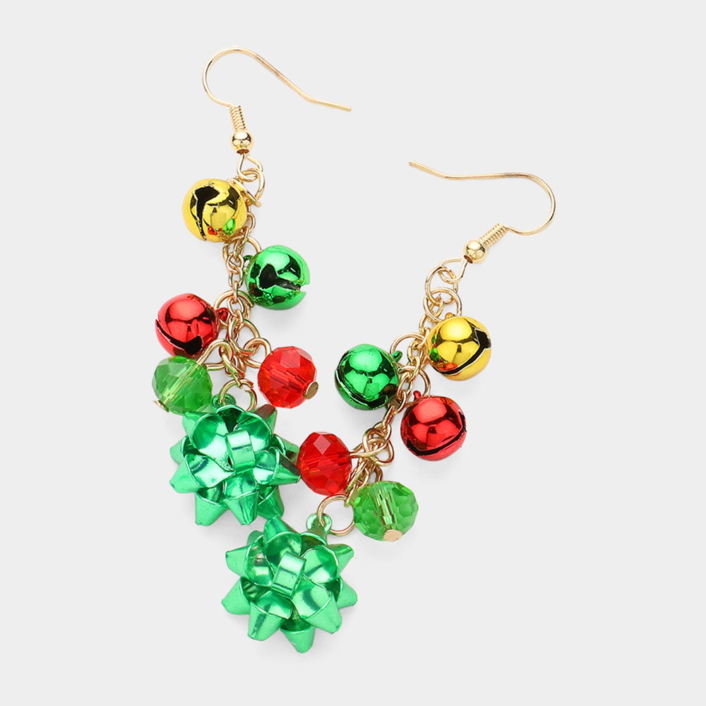 iLLASPARKZ Christmas Bow Pointed Bell Dropdown Dangle Earrings