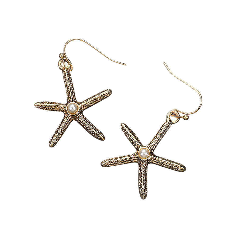 iLLASPARKZ Pearl Pointed Starfish Dangle Earrings