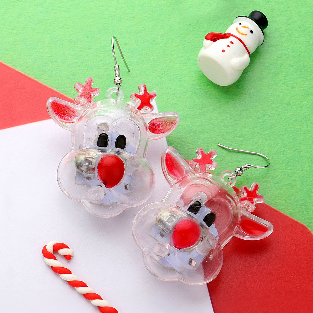 iLLASPARKZ Light Up Christmas Rudolph Dangle Earrings