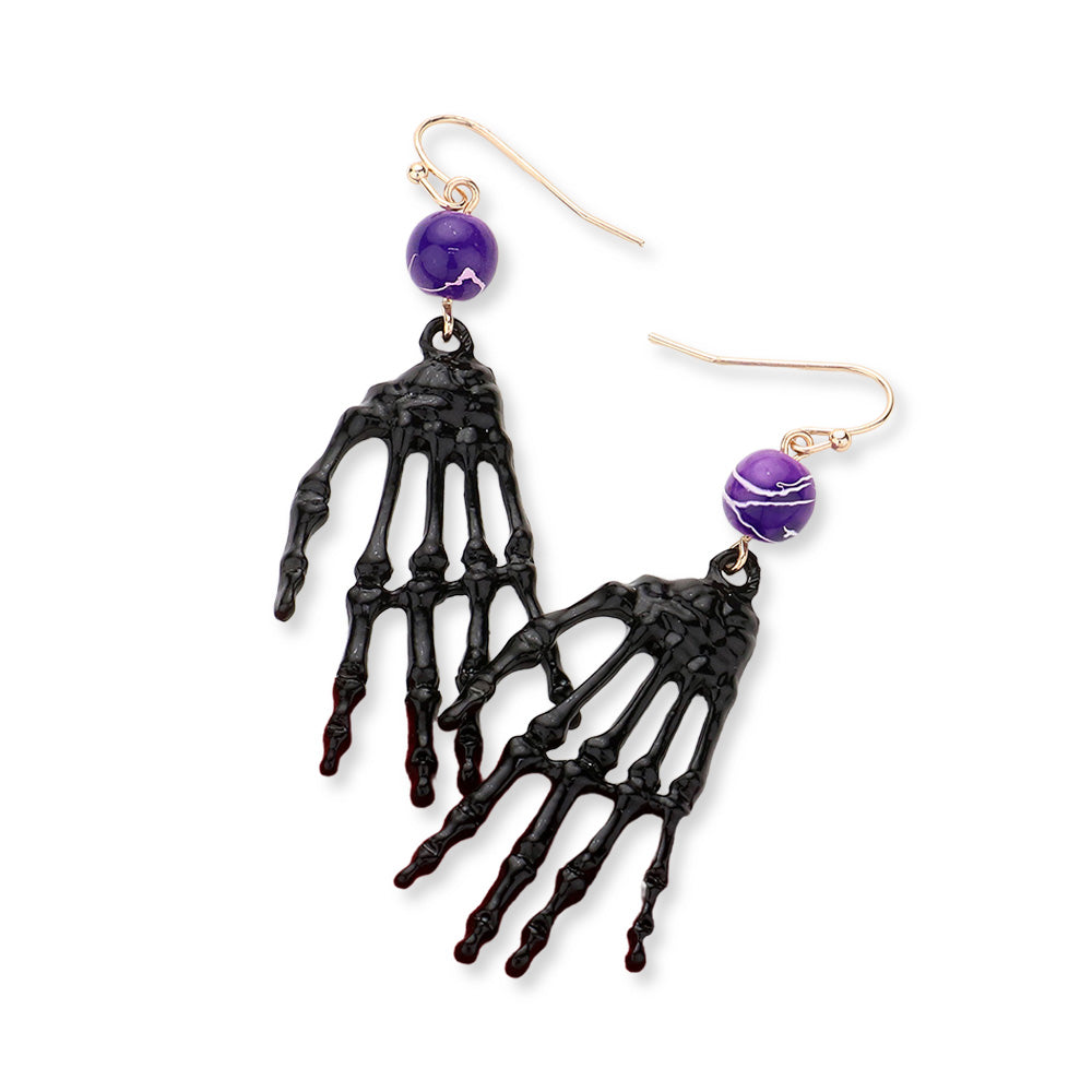 iLLASPARKZ Skeleton Skull Hand Dangle Earrings