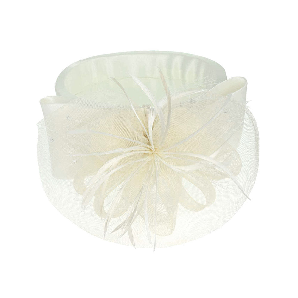 iLLASPARKZ Flower Bow Feather Mesh Pointed Fascinator / Hat