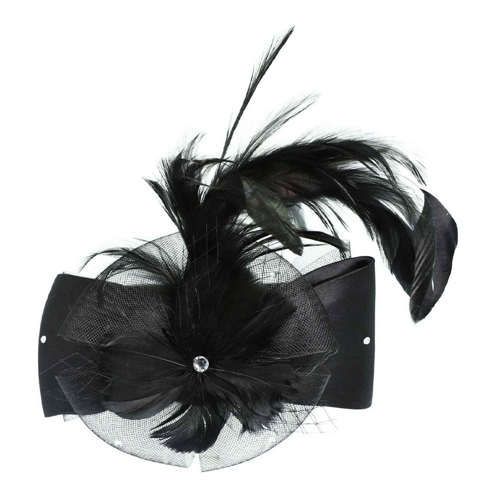 iLLASPARKZ Flower Bow Mesh Feather Pointed Fascinator / Hat