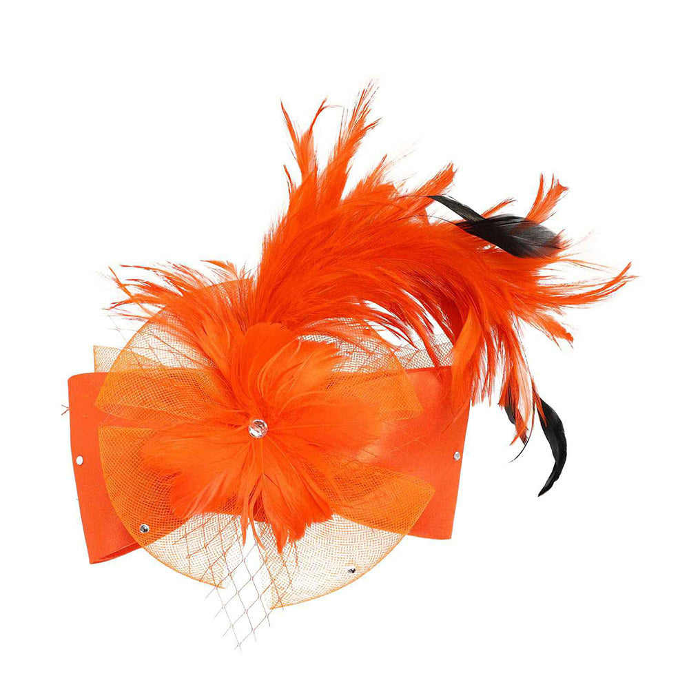 iLLASPARKZ Flower Bow Mesh Feather Pointed Fascinator / Hat