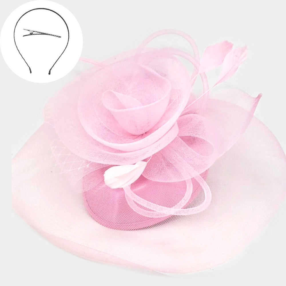 iLLASPARKZ Rosette Feather Embellished Mesh Fascinator