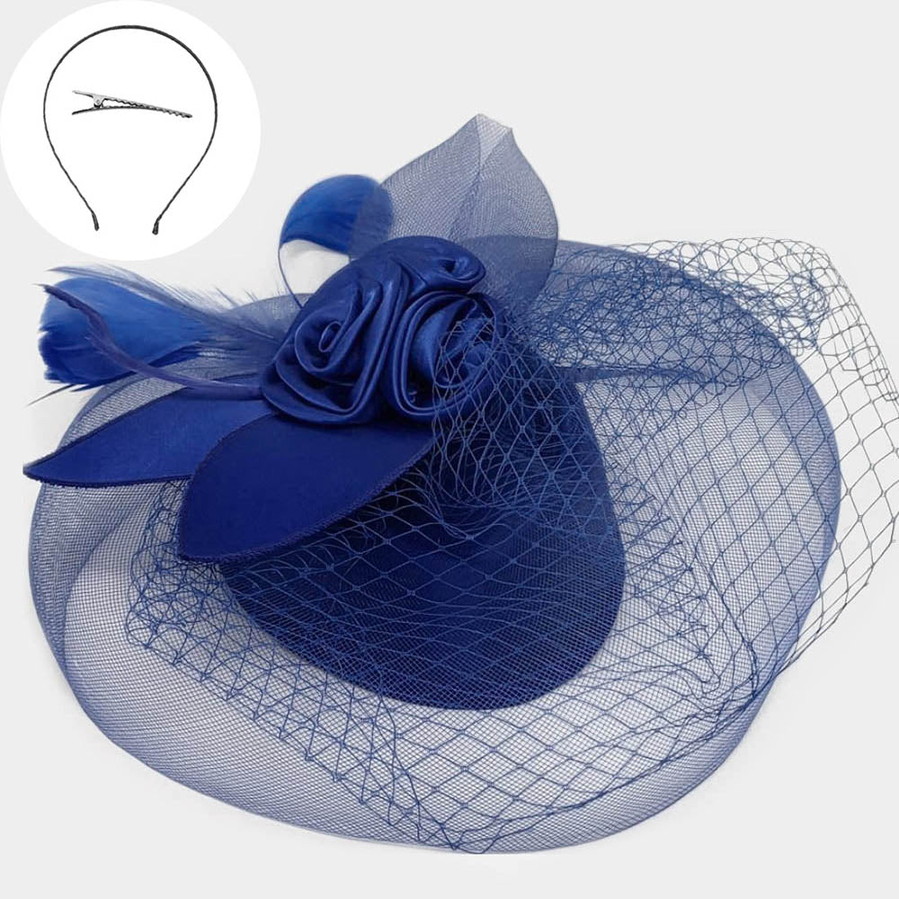 iLLASPARKZ Embellished Rosette Feather Mesh Fascinator