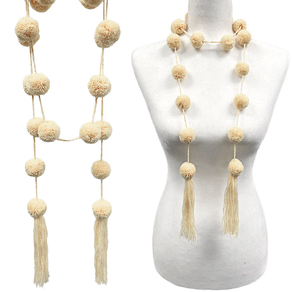 iLLASPARKZ Pom Pom Station Tassel Long Necklace