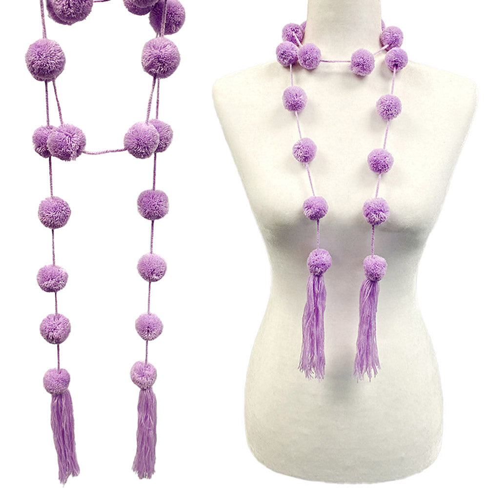 iLLASPARKZ Pom Pom Station Tassel Long Necklace