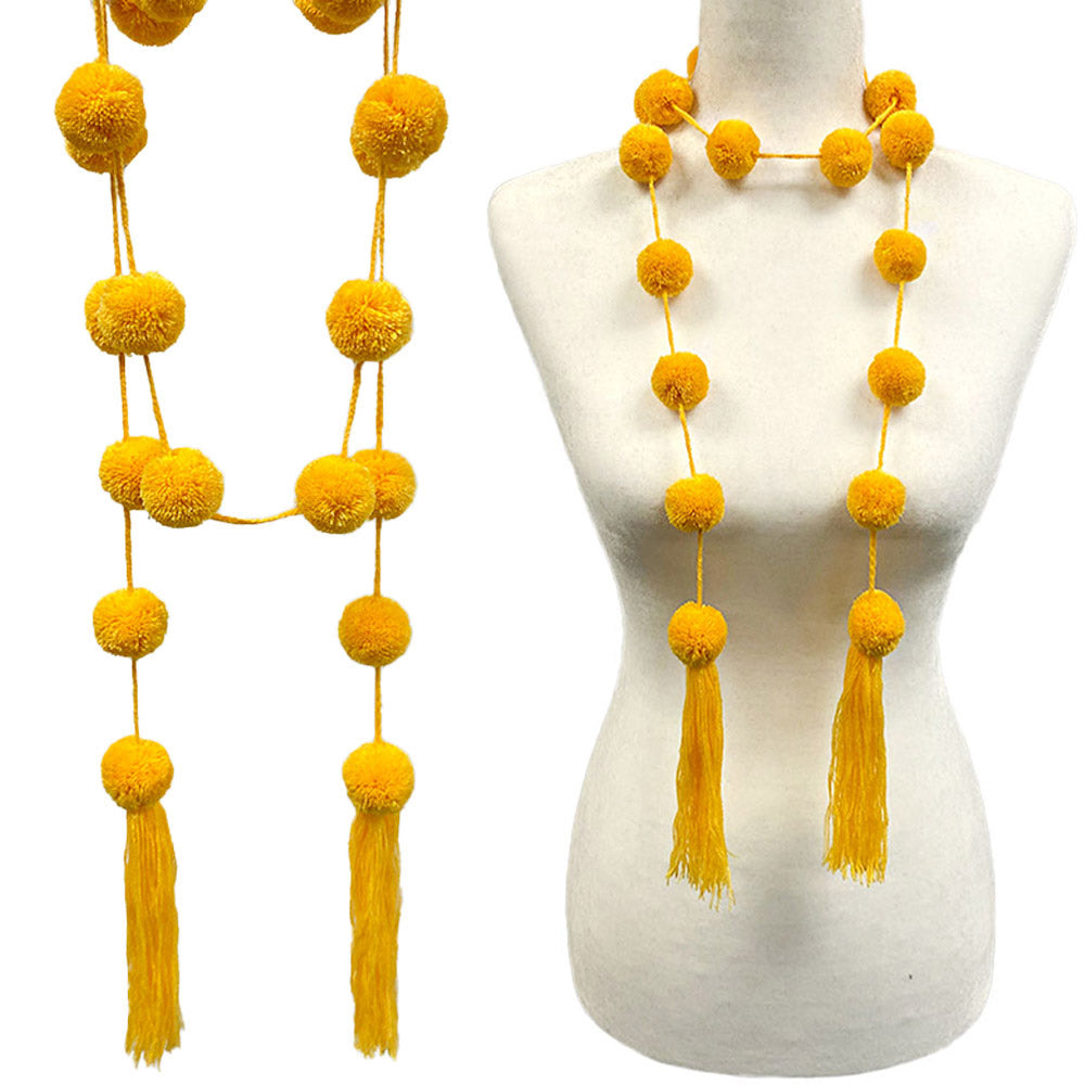 iLLASPARKZ Pom Pom Station Tassel Long Necklace