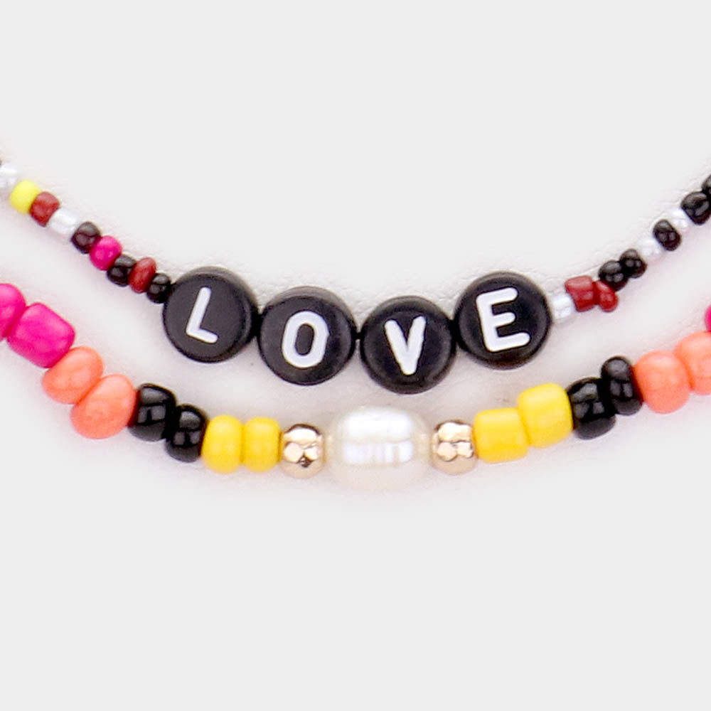 iLLASPARKZ Multi Color Bead Statement Love Layered Necklace