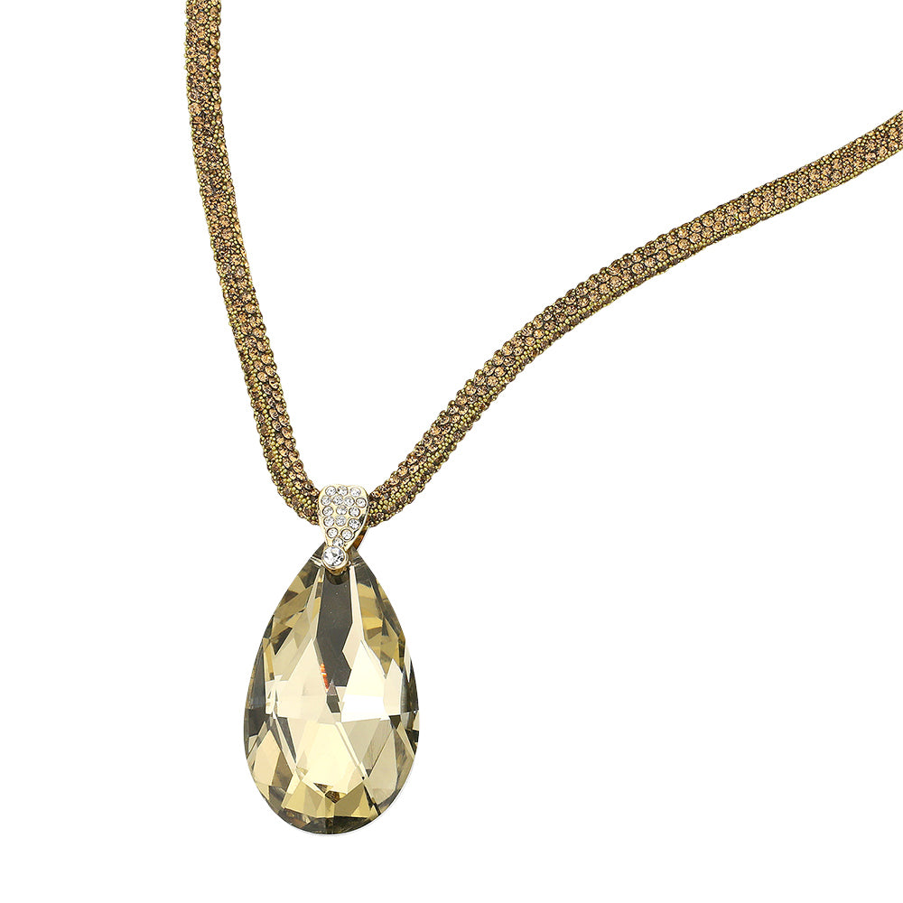 iLLASPARKZ Teardrop Faceted Stone Pendant Bling Studded Necklace