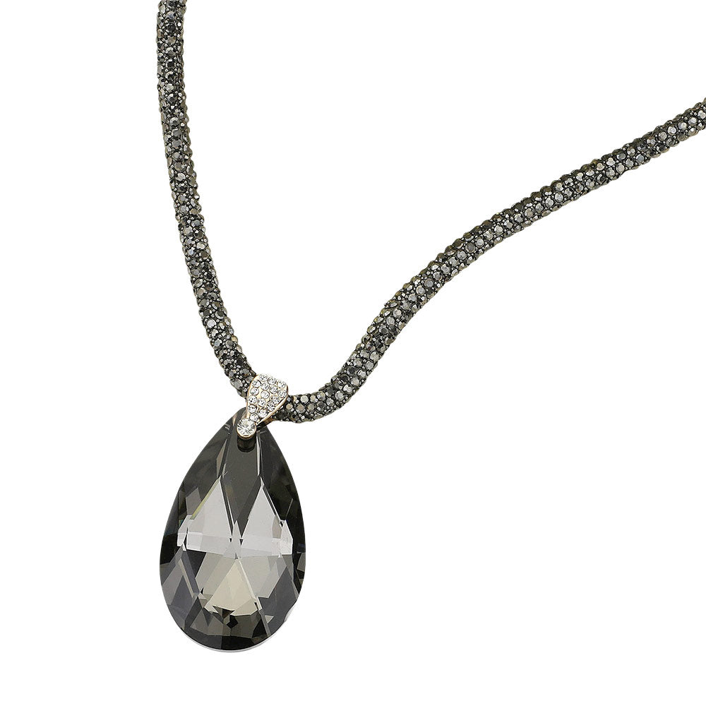 iLLASPARKZ Teardrop Faceted Stone Pendant Bling Studded Necklace