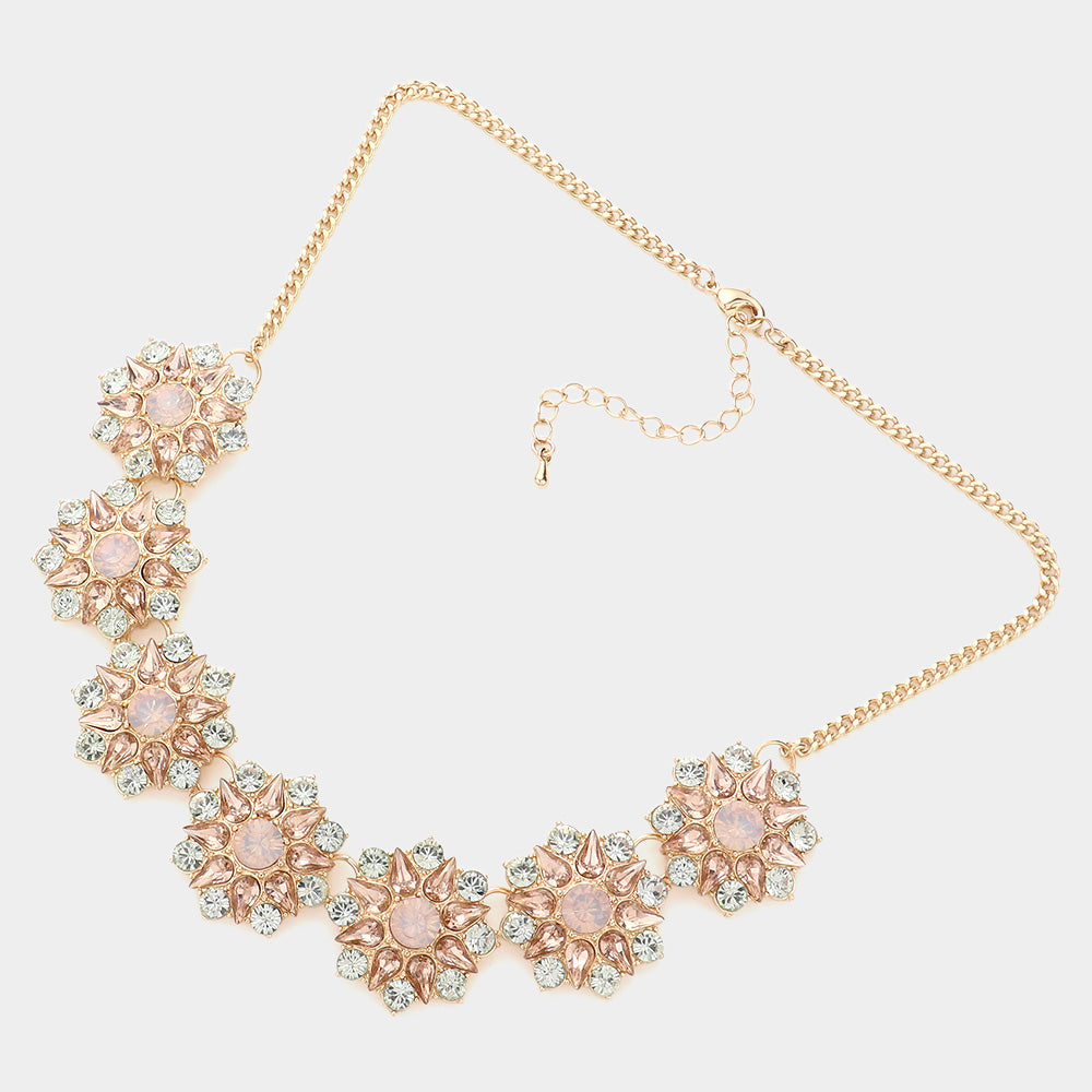 iLLASPARKZ Stone Flower Cluster Link Collar Necklace