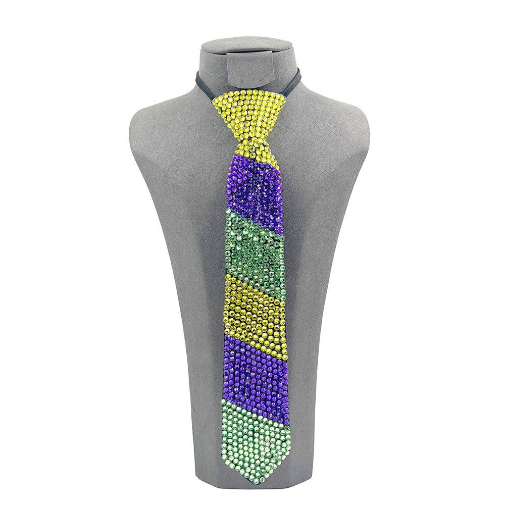 iLLASPARKZ Mardi Gras Bling Neck Tie Necklace