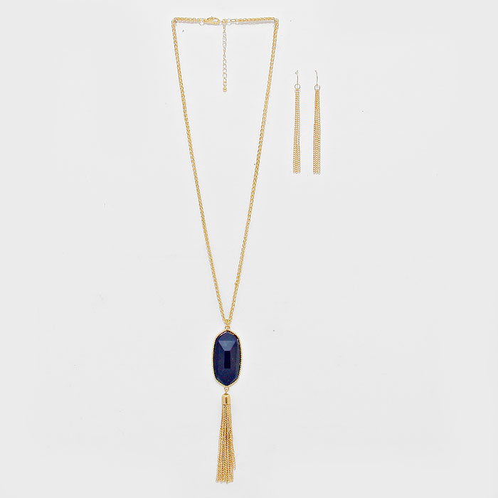 iLLASPARKZ Tassel Drop Smooth Hexagon Necklace