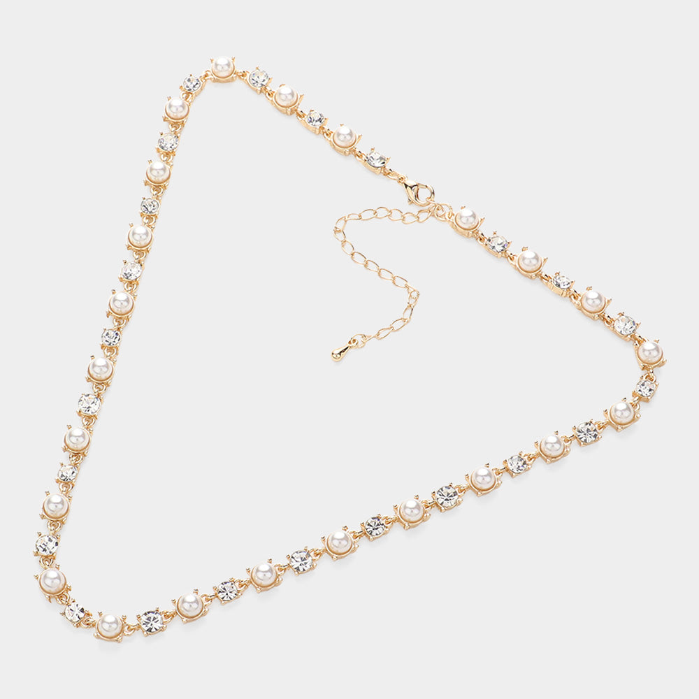 iLLASPARKZ Pearl Round Cluster Link Chain Necklace