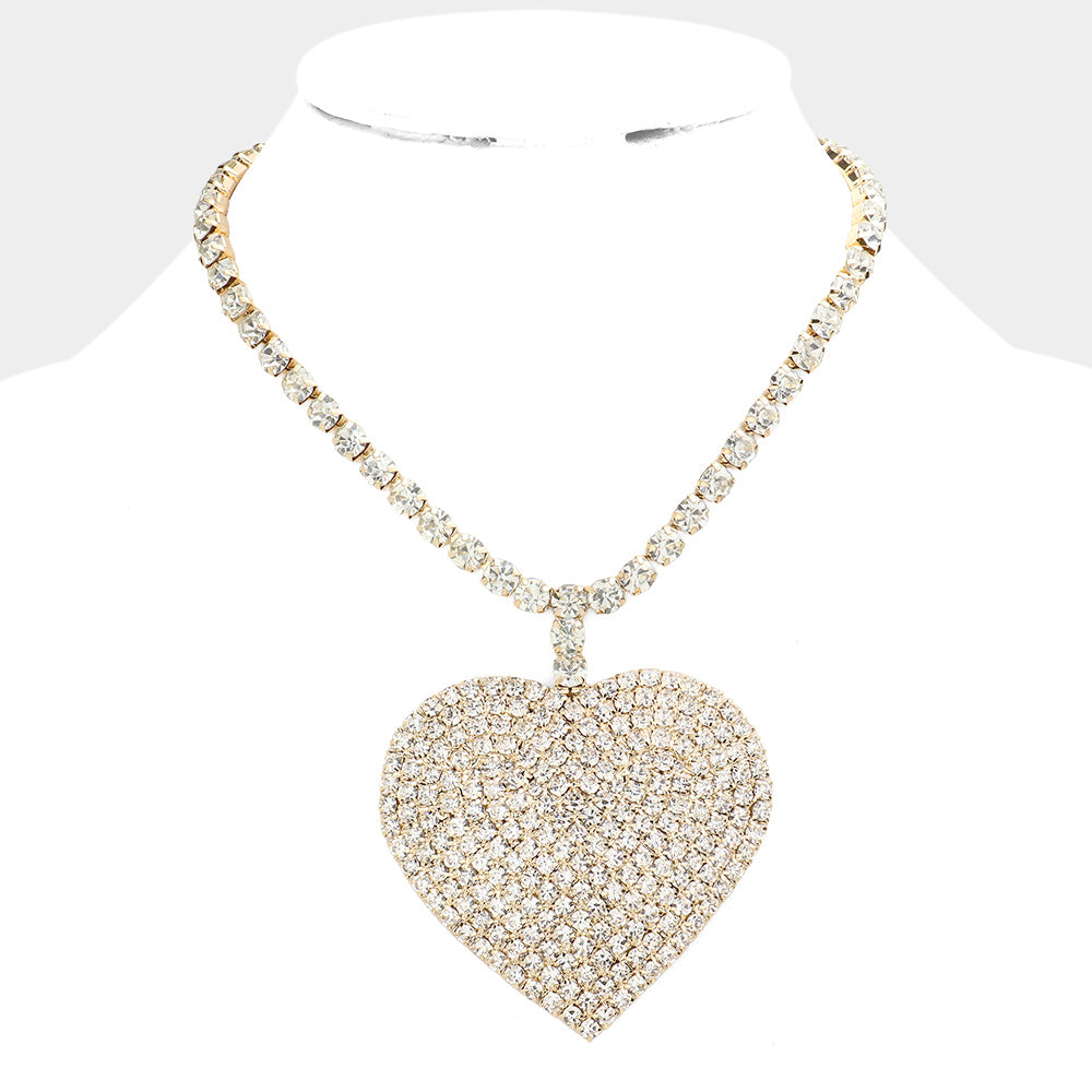 iLLASPARKZ Rhinestone Heart Pendant Necklace