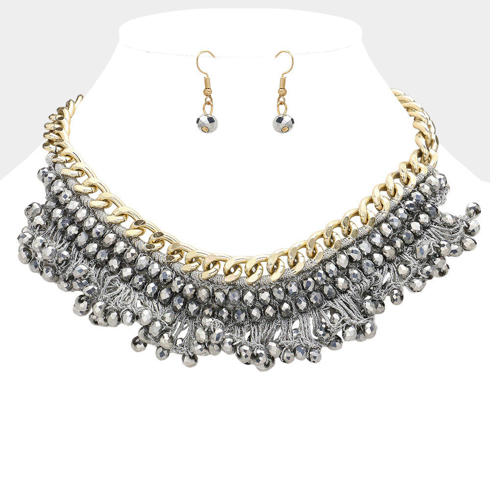 iLLASPARKZ Metallic Beads Woven Necklace