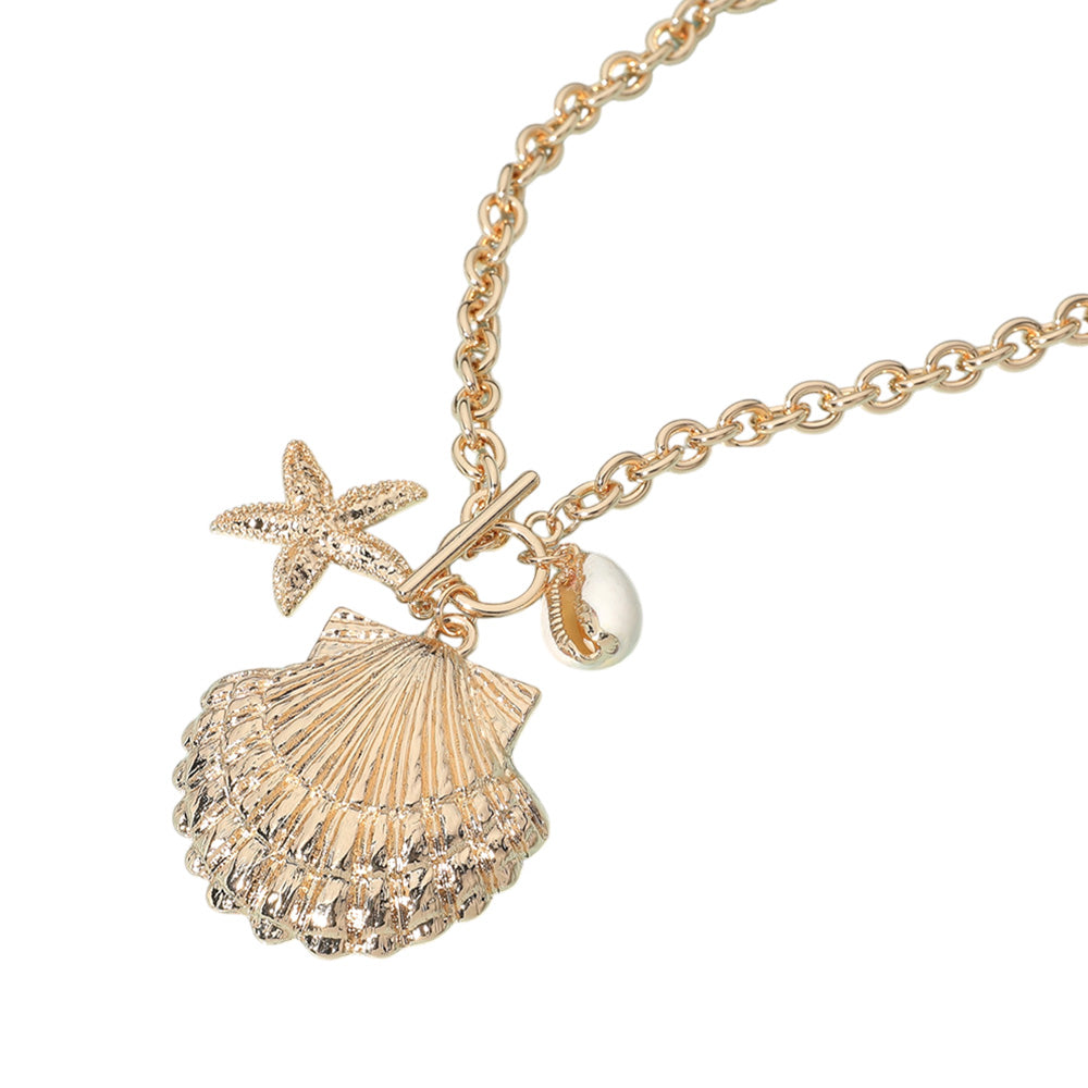 iLLASPARKZ Metal Sea Shell Starfish Charm Pendant Necklace