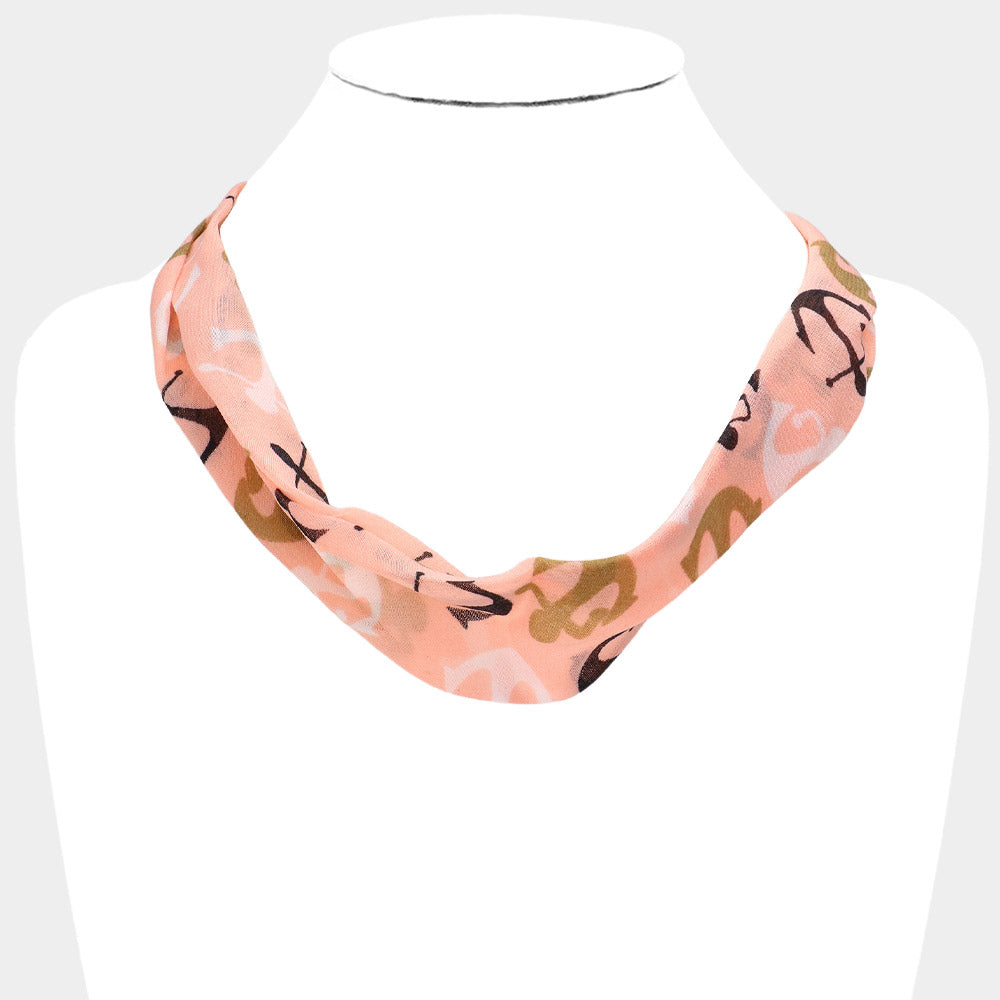 iLLASPARKZ Anchor Print Fabric Chiffon Necklace