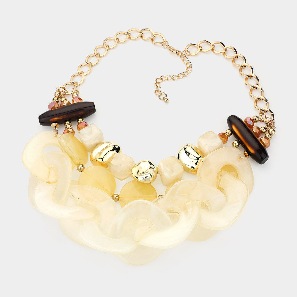 iLLASPARKZ Chunky Acetate Chain Link Strand Statement Necklace