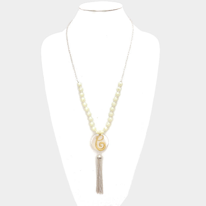 iLLASPARKZ 'C' Monogram tassel long necklace