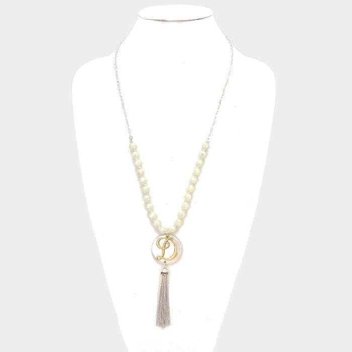 iLLASPARKZ 'D' Monogram tassel long necklace